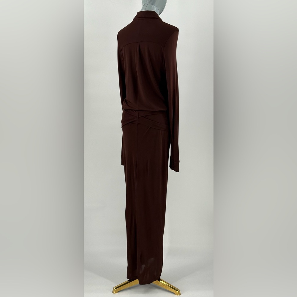 🆕 RAT & BOA 🧿 NWOT Rucci Long Sleeve Ruched Shirt Dress, Brown - Sz L - Picture 7 of 17